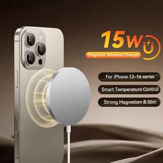 1pc 15W Wireless Charger Magnetic Charging Pad Compatible With IPhone 17 Pro Max/17 Pro/17 Air/17/16/15/14/13/12/11 Series Office,Dorm,Home Phone Charger