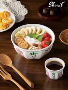 shoxil 1 pièce Bol floral du Moyen-Orient, bol en céramique avec motif de palmier dattier/rose Udam, bol multifonctionnel pour dessert, assiette à grignoter, convient pour un usage quotidien, les rassemblements, l'hospitalité et le thé de l'après-midi