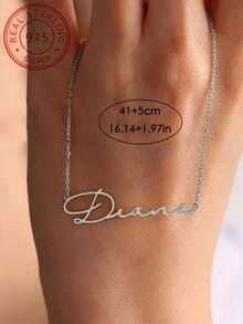 A S925 Silver Minimalist Personalized Customized English Name Pendant Necklace, Fashionable Women's Autumn And Winter Sweaters And Suits, Unique And Meaningful Gifts, Warm And Unique Accessories Jewelry