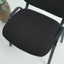 2件套T型提花分体式低背椅套（1个座套+1个靠背套），弹性现代椅套，防尘家居装饰，办公凳套，餐椅套 - 黑色 - 查看 5