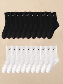 1 Pair/5 Pairs/6 Pairs Women's Casual Long Socks, Simple Comfort Daily Wear Unisex Crew Socks, Fall
