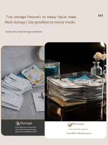 大容量透明带盖化妆品收纳盒，梳妆台收纳盒，桌面化妆品收纳盒带盖 - 彩色 - 查看 4