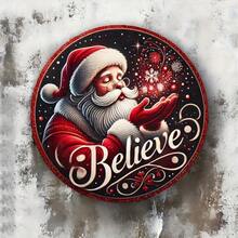 2D Flat - 2D Plane, 1pc, Santa Believes Vintage Holiday Party Round Sign, Room Decoration, Home Decoration, Holiday Party Decoration, Men'S Cave Decoration, Dream Decoration, Wall Decoration, Garden Decoration, Courtyard Decoration, Bar Decoration 7.8X7.8