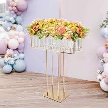 Hochzeitsblumenständer, Hochzeitsblumenständer aus Kristall, Blumenständer aus Kristall - Gold - Übersicht 7