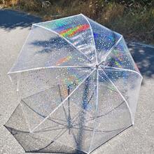 Stained Glass Transparent Umbrella Romantic Poetry Manual Folding Umbrella Princess Umbrella Easy To Carry Birthday Gift Christmas Gift Free Creation Windproof Rain Proof