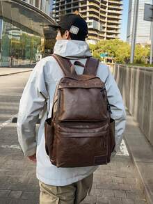 Business, Fashion, Casual, Autumn/Winter, New, Punk, Versatile, Minimalist, Retro, Daily Commute, Work, Business Trip, Outfit, Sports, School, Motorcycle, Riding, Party, Date, Travel, Vacation, Hiking, Camping, PU, Soft Leather, Backpack