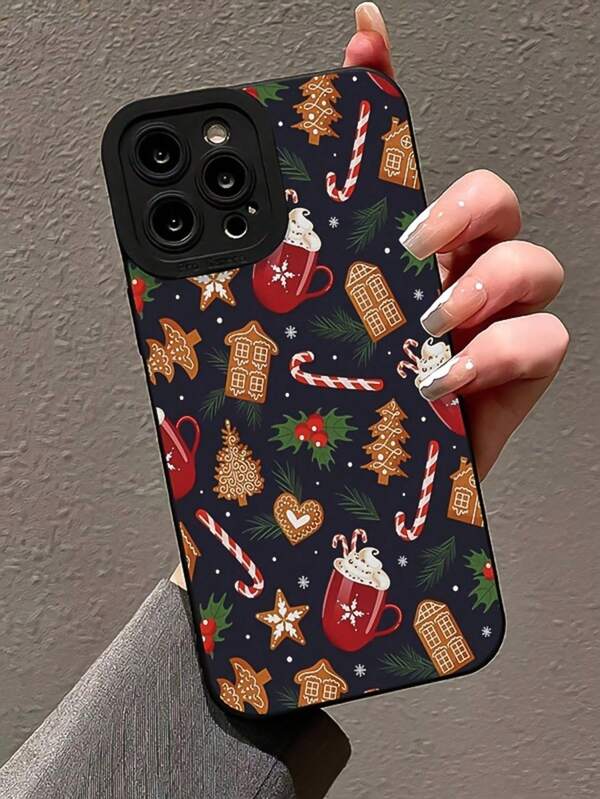 Capa de Telefone de Silicone Líquido com Padrão de Presente de Natal, Proteção Corporal Total, à Prova de Choque e Anti-Queda, TPU Macio, Compatível com Apple 11/12/13/14/15/15Pro/15Plus/16ProMax/7Plus/8Plus/X/XS Max/XR/11Pro/12Pro/13Pro/14Pro/12Mini/13Mini/11ProMax/12ProMax/13ProMax/14ProMax/14Plus/6/6S/6Plus/7/8/SE e Galaxy/A54/A14/A12/A13/A15/A32/A33/A24/A52S/S20/S21/S22/S23/S24/S23Plus/S24Ultra
