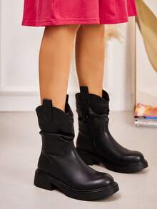 Ghete minimaliste la gleznă, la modă, versatile, casual, pentru naveta - Negru - Vizualizare 5