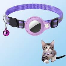 通用猫狗防走失宠物项圈，夜间反光设计，带铃铛，适合 Airtag 追踪器（不含追踪器），可调节项圈，机械锁，反光设计，舒适安全，适用于小型宠物，猫狗配件 - 彩色 - 查看 10