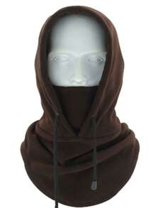 1pc Solid Color Fleece Warm Balaclava, Comfortable Breathable Windproof Face Mask For Autumn/Winter - Multicolor - View 8