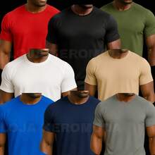 Men's Plain Dry Fit T-Shirt - Casual Workout Gym Sports Exercise Running - 紅色 - 查看 3