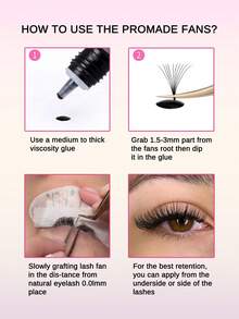 ARTSTAR Curl C 800 Fans Loose Fan Mixed Length Pointy Base Premade Fans Sharp Thin Slim Medium Stem Volume Russian Eyelashes Extensions - C - View 5