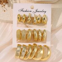 9 Pairs Gold Resin Lightweight Earrings For Women – Featuring Retro-Inspired Small Hoops, Waterdrop, Geometric Accents, And Cute Bear Motifs – Multi-Style Jewelry In Minimalist, Sweet, Vintage & Playful Aesthetics – Perfect For Daily Wear, Fall School Looks, Holiday Gifting, Winter Outings, Travel, Cozy Weekends, And Christmas Or New Year Accessories For Girlfriend, Mom, Daughter, Or Best Friend