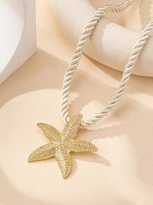 1pc Fashionable Exaggerated Starfish Necklace, Suitable For Women's Party, Banquet, Gift