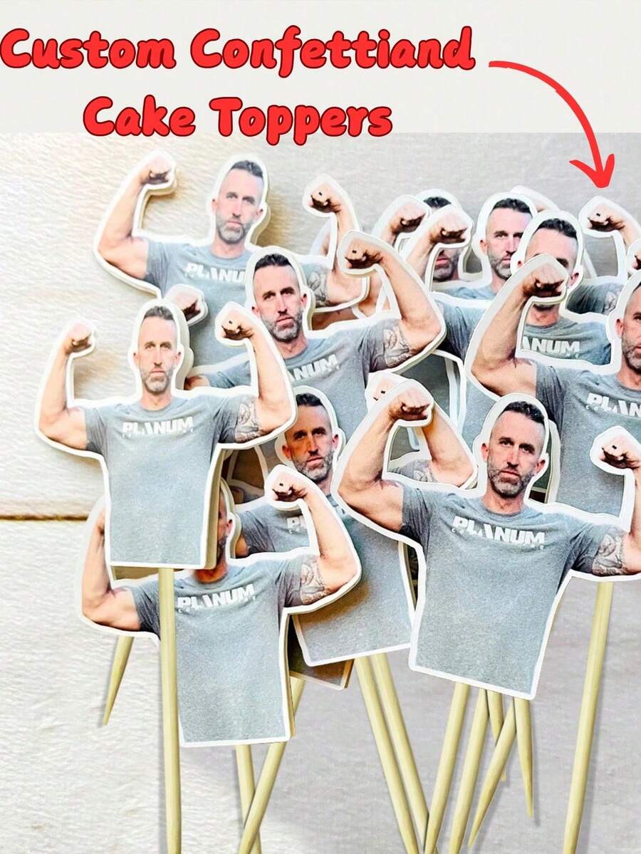 定制任意照片纸杯蛋糕装饰、人脸纸杯蛋糕装饰、个性化人脸纸杯蛋糕装饰、定制人脸纸杯蛋糕装饰、生日照片装饰、个性化生日派对装饰、40岁生日派对装饰、30岁生日创意、早午餐派对装饰 - 彩色 - 查看 1