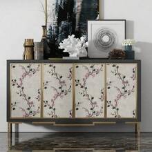 1 Roll Of Beige Pink Plum Blossom Peeling Self-Adhesive Wallpaper PVC Vinyl Self-Adhesive Touch Paper Suitable For Bedroom Renovation Living Room Stickers Dormitory Hotel Renovation Home Decoration And Furniture Renovation Wall Stickers DIY17.7 In X 393.7/196.8/118.1/39.3 In