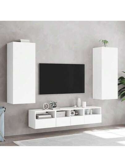 VidaXL TV Wand Unit 40.5x30x102 Cm, Finished Wood, Wit view 4