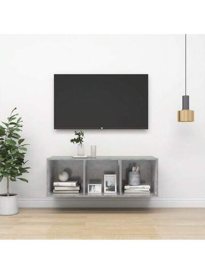 VidaXL TV Wand Unit 37x37x107 Cm Finished Wood Concrete Grijs