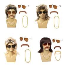 70s 80s Disco Wigs Synthetic Costume Wigs Mullet Wigs For Men Disco Singer Rocker Hippie Costume Cosplay Party Halloween Wigs - Multicolor - View 3