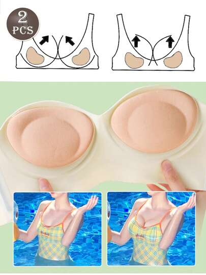 2pcs Soft & Breathable Adhesive Bra Pads, Invisible Lift Cups With High Elasticity Material For Women, Suitable For Sports, Yoga, Party, Photography, Backless Dresses, Swimwear