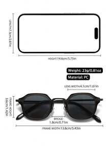 1pc Men Geometric Frame Fashion Gray Vintage Glasses For Outdoor Daily Life Clothing Accessories For Summer Beach Vacation,Outdoor,Travel - 灰色 - 查看 5