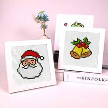 1 Set Christmas Cross Stitch Postcard DIY Kit, 5 Cards Included With Fabric/Thread/Needle, Multiple Pattern Options, 11CT Middle Grid, Pendant, Gift, Wall Decor