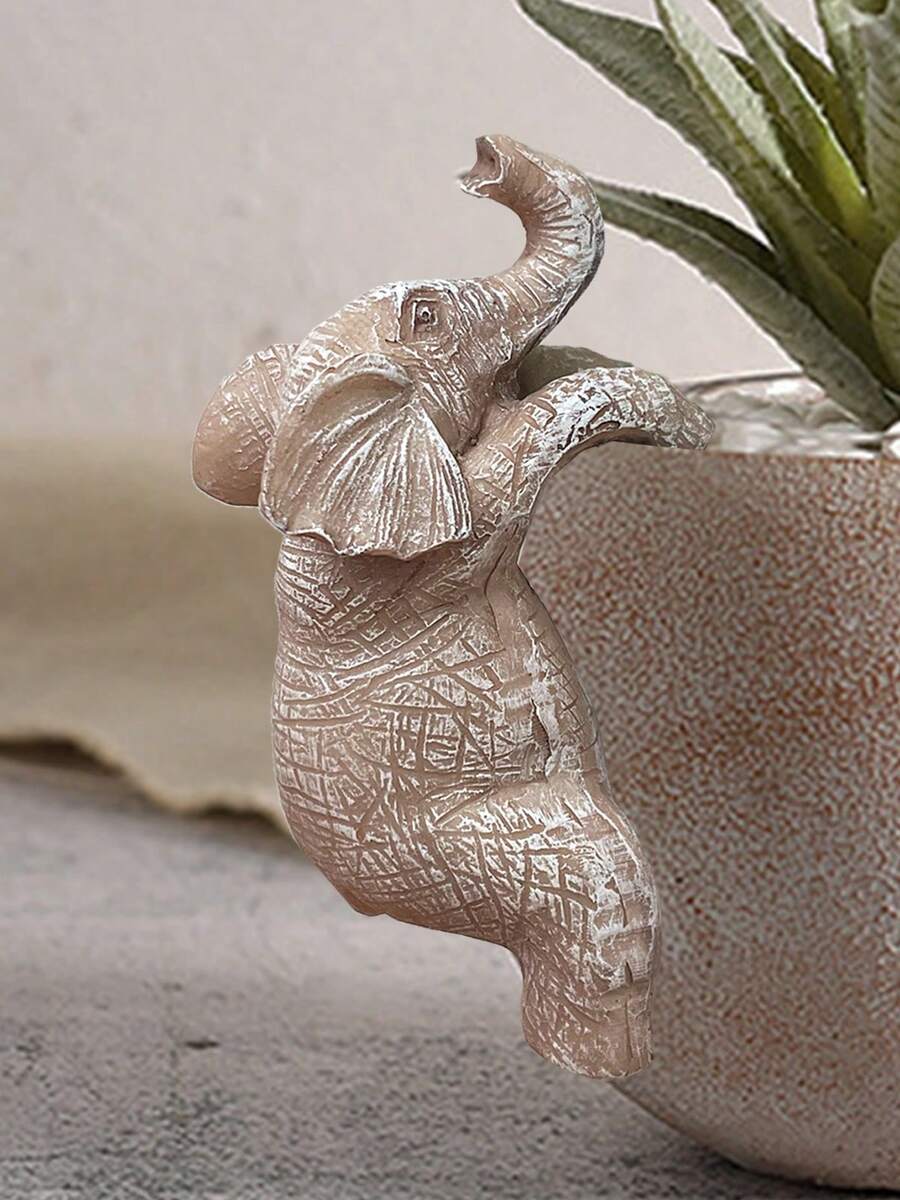 Adorable Animal Ornament Elephant Huggers Plant Pot Edge Decor Climbing Elephant For Yard & Gift Giving - 大象 - 查看 1