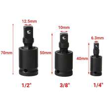 2Set (3pcs/Set) Universal Impact Socket Joint 3/8" 1/2" 1/4" Drive Wobble Swivel Extension - Black - View 3