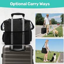 Airline-Approved Dog Travel Bag Pet Carrier Set With 2 Collapsible Bowls & Multi-Compartment Design - Zipper Closure - Ideal For Overnight Trips & Halloween Gifts, Adjustable Strap Dog Travel Bag, Pet Travel Essentials, Durable Pet Bag, 2 Colors - màu đen - Xem 7