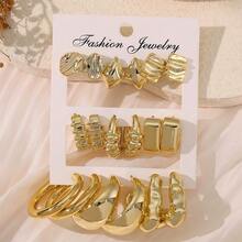 9 Pairs Gold Resin Lightweight Earrings For Women – Featuring Retro-Inspired Small Hoops, Waterdrop, Geometric Accents, And Cute Bear Motifs – Multi-Style Jewelry In Minimalist, Sweet, Vintage & Playful Aesthetics – Perfect For Daily Wear, Fall School Looks, Holiday Gifting, Winter Outings, Travel, Cozy Weekends, And Christmas Or New Year Accessories For Girlfriend, Mom, Daughter, Or Best Friend