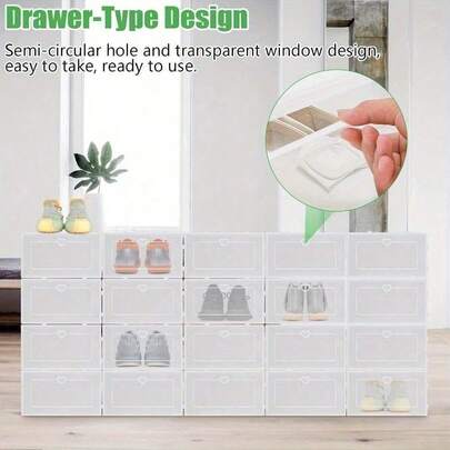 Shoze 12x White Stackable Shoe Storage Box For Sneakers Shoes Trainers Shoe Boxes Underbed