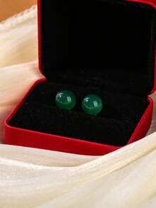 6/8/10mm Natural Stone Round Bead Stainless Steel Stud Earrings, Agate/Crystal/Faux Pearl And Other Natural Materials, Lucky Stone Healing Stone Energy Boosting, Fashion Jewelry Earrings For Women