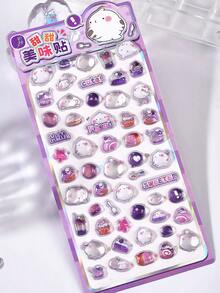 Cartoon 3D Embossed Diamond Stickers - Cute Animals And Food Designs, 3D Reward Stickers, Sparkling Girl Decoration Stickers, Phone Decoration DIY Memo Stickers With Adhesive, High-Quality Glossy Effect, Vibrant Colors, Suitable For DIY Crafts, Scrapbooks, Laptops, Phones, Water Bottles, Diamond Art Stickers, Fun Designs, High-Quality Decals, Decorative Stickers, Creative Decoration