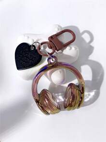 独特创意时尚休闲风格字母心形金属镀亚克力透明彩色耳机形钥匙扣、包饰、手机饰、服装配饰，非常适合朋友、情侣、音乐爱好者万圣节配饰教师节圣诞节礼物创意包袋挂绳带身份证夹汽车配饰包饰 - 耳機愛心 - 查看 17