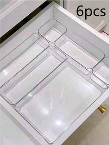 1pc/2pcs/5pcs/6pcs/7pcs Transparent Storage Tray/Box Set, 7 Different Sizes, Multi-Purpose Cosmetics, Gadgets, Cutlery Storage Box, Suitable For Dressing Table, Kitchen, Office Drawer, Bedroom, Suitable For Various Scenes - Clear - View 9