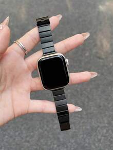 1条不锈钢竹纹表带，兼容苹果手表 - 黑色 - 查看 5