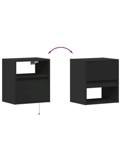 VidaXL TV Wand Unit LED Lighting 41x31x45 Cm Zwart view 10