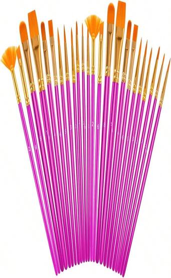 Soucolor Acrylic Paint Brushes Set, 20Pcs Round Pointed Tip Artist Paintbrushes For Acrylic Oil Watercolor Canvases Rock Body Face Nail Miniature Detailing Drawing Art Supplies