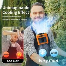 10000mAh Portable Waist Fan, 40H Cooling Personal Wearable Fan With Double Clamp, Flashlight, 5-Speed, Rechargeable Battery Powered Belt Fan For Outdoor Work, Travel, Fishing