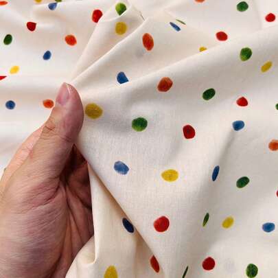 50/100/200*145cm Colorful Polka Dot Printed Fabric, Soft Texture, Suitable For Sewing Projects Like Clothing, Bedding, Toys, Tablecloths, DIY Home Decor