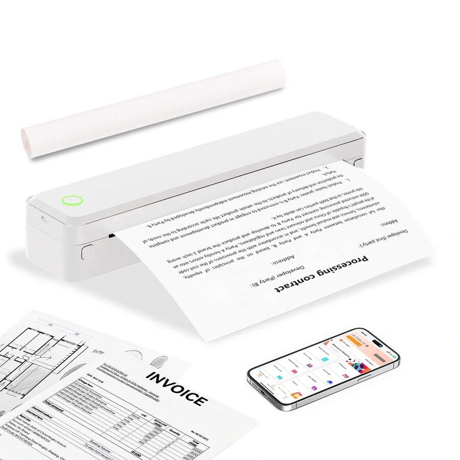 1pc U8 A4 Portable Printer Wireless For Travel - M08F US Letter Size Wireless Mobile Printer, Support 8.5" * 11", 279.4 X 215.9mm US Letter Size Thermal Paper, Inkless Thermal Compact Printer, Compatible With Android And IOS Phone, IPads & Laptop, Compact And Space-Saving Design Printer For Traveling, Photo Printing, Work, Office, Business, Home, Car, University, Study, Multi-Functional Printer For Officer, Student, HD Printer With 203dpi, U8 Wireless Printer With Strong Compatibility For Printing PDF, Word, Images, Web, Etc, Built-In 1200mAh Rechargable Battery With Type-C Cable, Great Tool For Improving Work Efficiency, Portable Tattoo Printer For Gifts, Christmas Gifts, New Years Gifts For Everyone, Black/White - 白色 - 查看 1