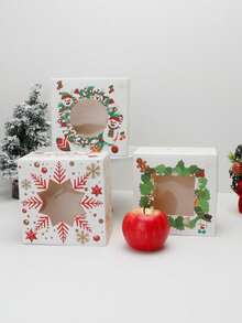 5 Stück/10 Stück Weihnachten mit transparenten Schaufenstern, Weihnachts-Gebäckbox, Keksdose, kreative Torte, Brot und Muffin, Weihnachtsgeschenkverpackung, Weihnachtsdekoration, Weihnachtspyjamas, Weihnachtsgeschenke, Weihnachtsdekoration - klein - Übersicht 12