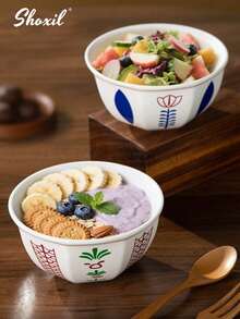 shoxil 1 pièce Bol floral du Moyen-Orient, bol en céramique avec motif de palmier dattier/rose Udam, bol multifonctionnel pour dessert, assiette à grignoter, convient pour un usage quotidien, les rassemblements, l'hospitalité et le thé de l'après-midi