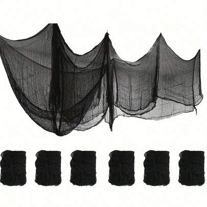 1pc/3pcs/6pcs Black Horror Cloth, Suitable For Haunted House And Party Decoration, Perfect For Halloween, Outdoor Entrance Decor, And Christmas Events And Party Supplies