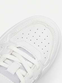 Balabala Kids Low-Top Canvas Sneakers 2025 New Breathable White Shoes - White and Blue - View 8