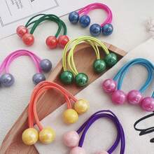 14 Stücke/Set Mädchen Candy Farbe Perlen Haargummis, Mehrfarbige Haarscrunchies für den täglichen Gebrauch (Zufällige Farbe) (Ohne Karte)