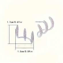 Pair, Silver/Gold Women's Claw Set With Ultra Shiny Synthetic Zirconia Earrings, Sparkling, Exquisite And Cute, Luxurious And Elegant, Suitable For All Occasions, Perfect Gift For Women