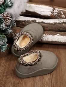 婴儿秋冬季无绒踝靴，透气帆布材质，防滑软底，轻便男女通用学步鞋 - 灰色 - 查看 4