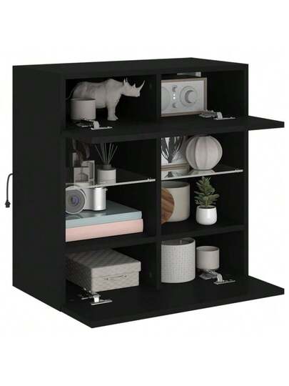 VidaXL TV Wand Unit LED Lighting 58.5x30x60.5 Cm Zwart view 6