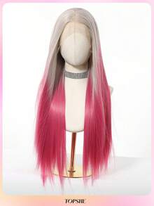 TOPSHE 13*4 HD Spitze Mehrfarbig 30 Zoll lange gerade Haare ohne Pony, Kostüm für Halloween für Damen, hitzebeständige synthetische Perücken für Frauen, Party, Cosplay, Y2K, Halloween Hot